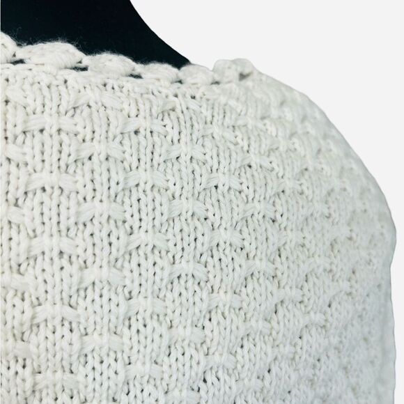 Vintage Y2K Knit Cropped Sweater in Cream Size Large Wool Babydoll Belted - Picture 8 of 11